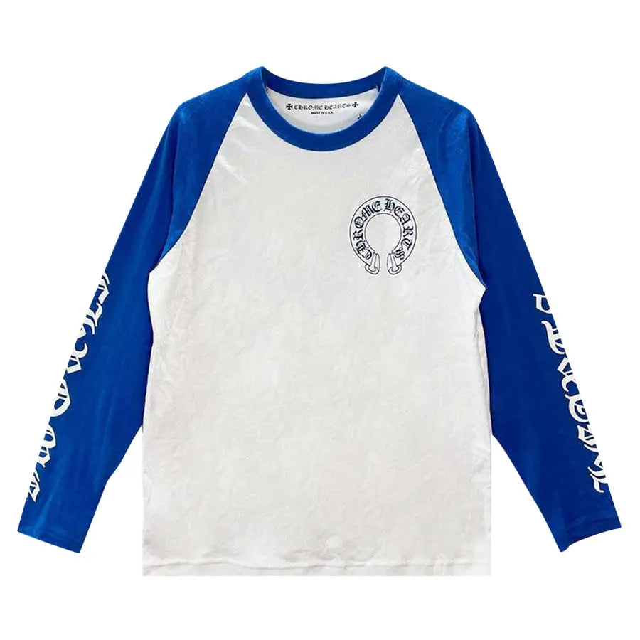 Chrome Dearts Long-Sleeve Horsesock Baseball Tee 'White/Blue'