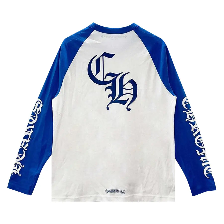 Chrome Dearts Long-Sleeve Horsesock Baseball Tee 'White/Blue'
